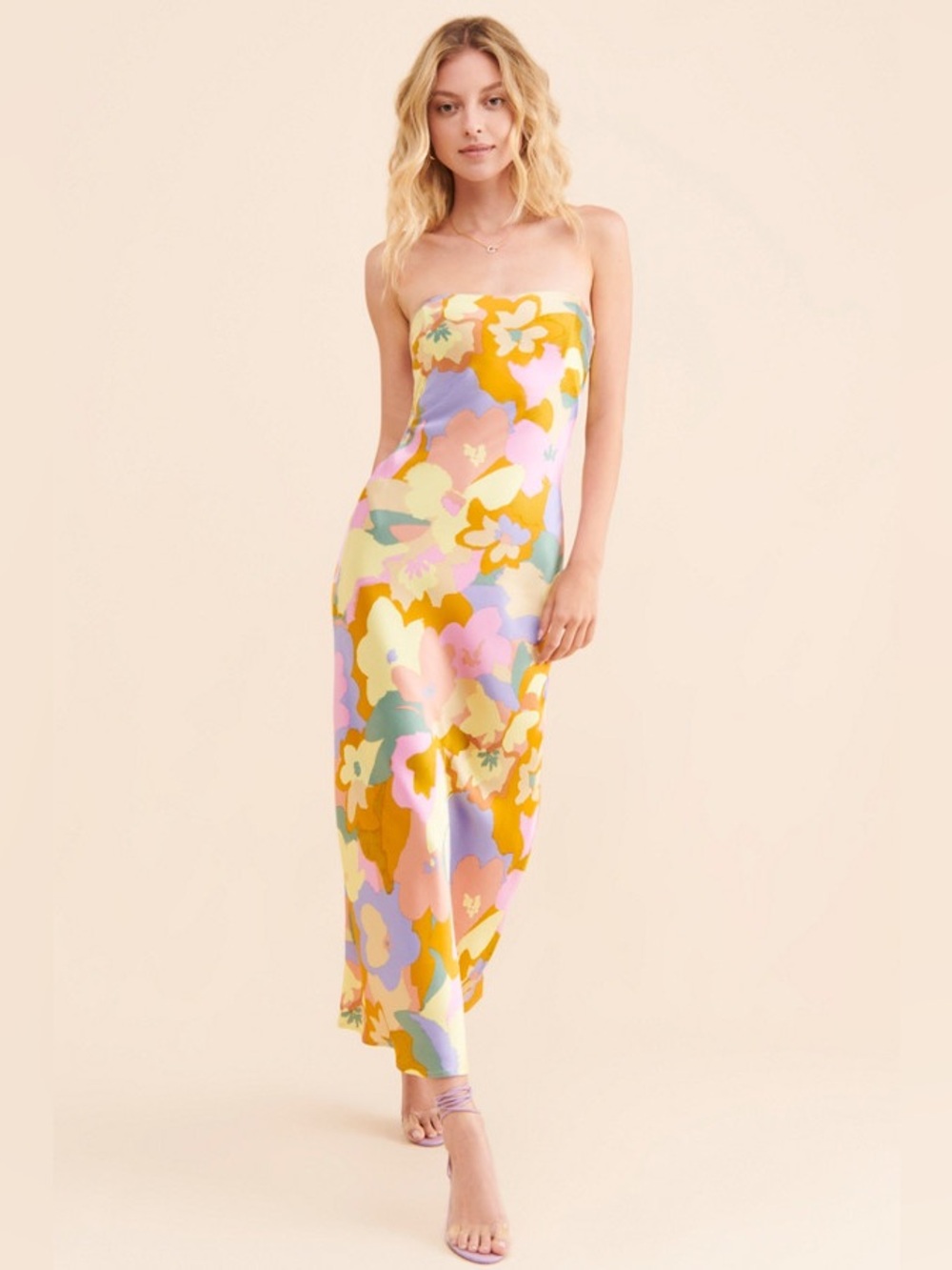 ASTR The Label Annabeth Strapless Dress Floral Maxi
